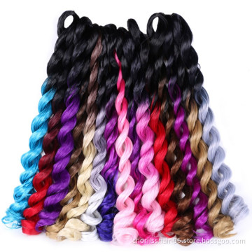 Wholesale 24''100g Ombre Black Blonde Deep Wave Jumbo Box Braids Afro Crochet Braiding Synthetic Hair Extension For women